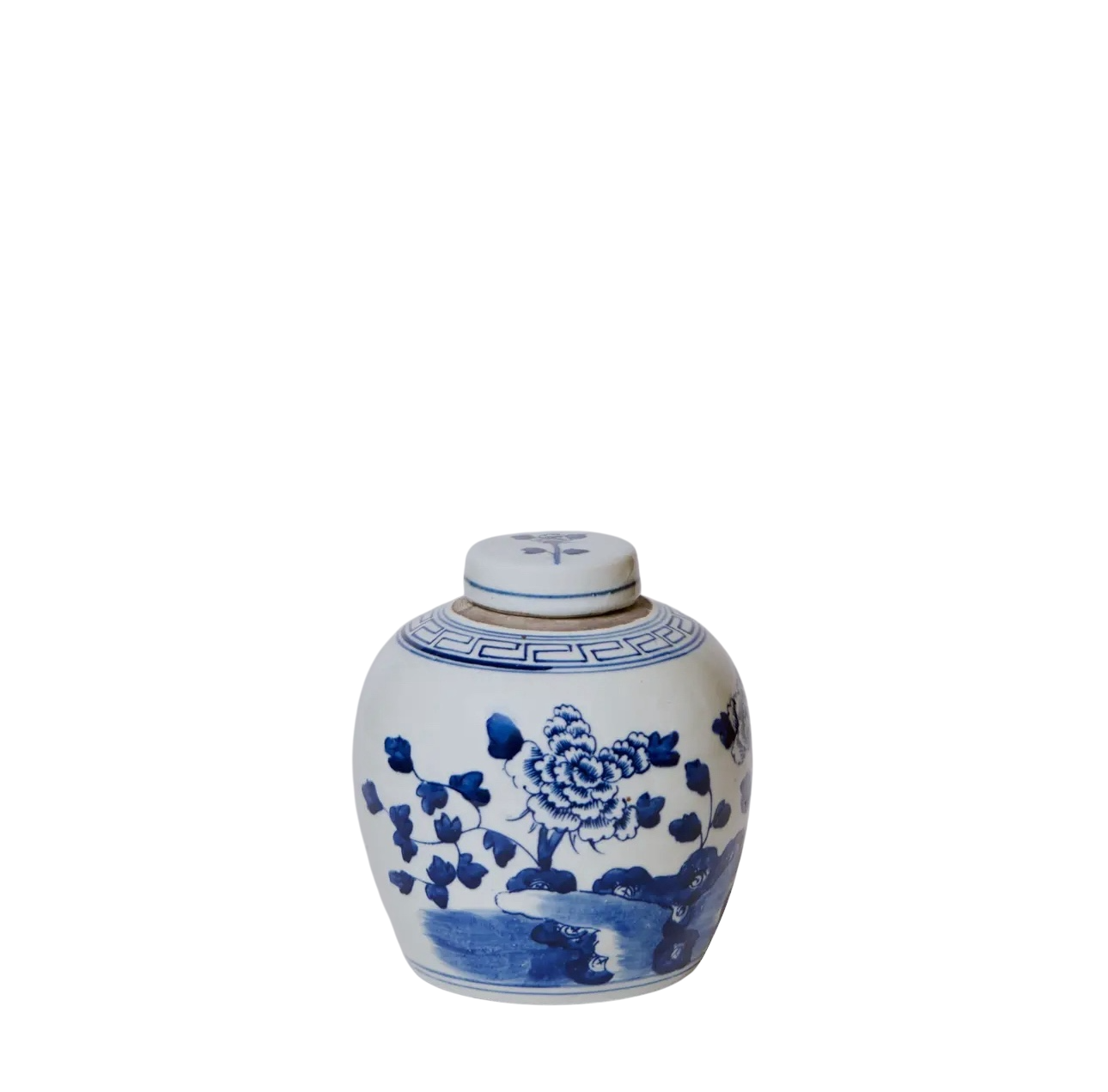 Blue & White Peony Lidded Round Jar