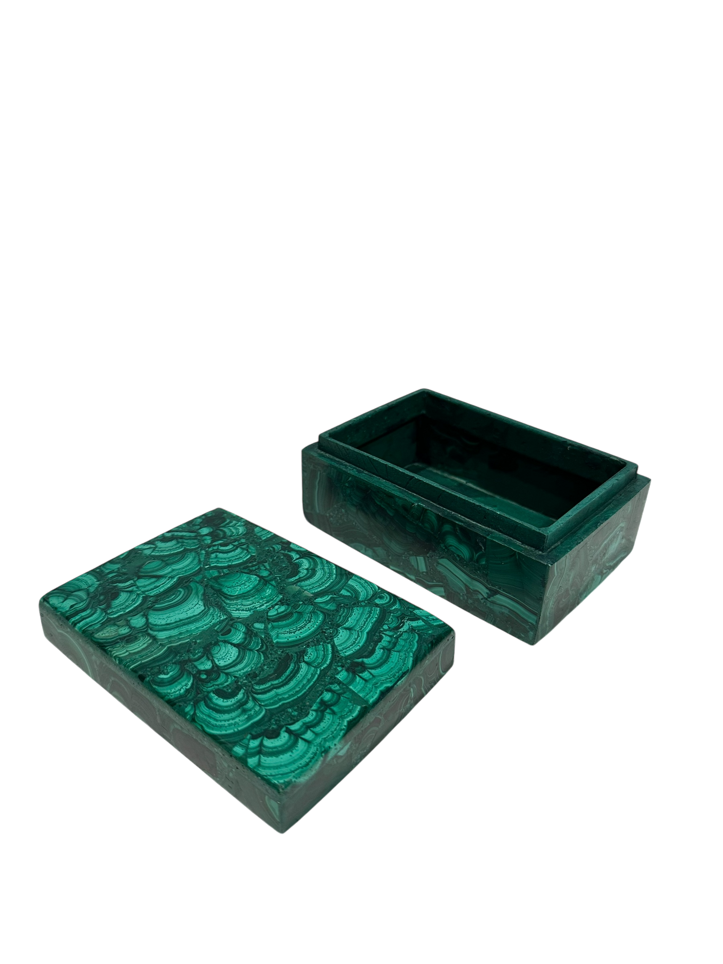 Lidded Rectangular Malachite Box