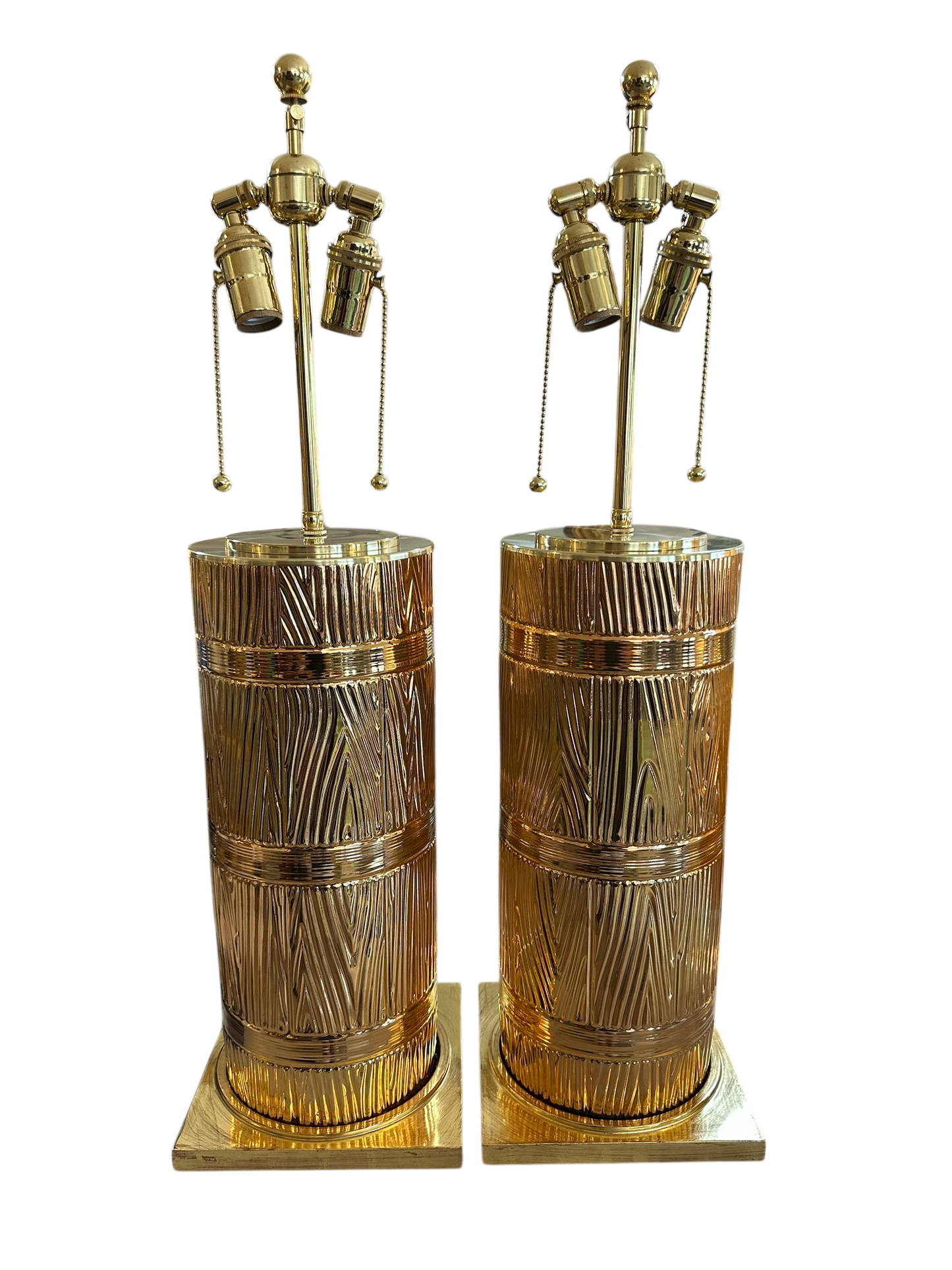 Zaheer Faux Bois Barrel Lamp in Gold Luster