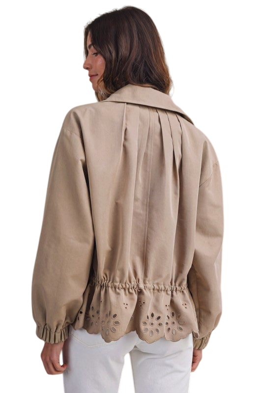 Oversized Eyelet Hem Jacket