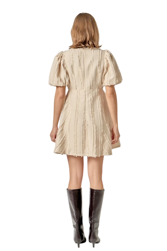 Textured Button Up Mini Dress