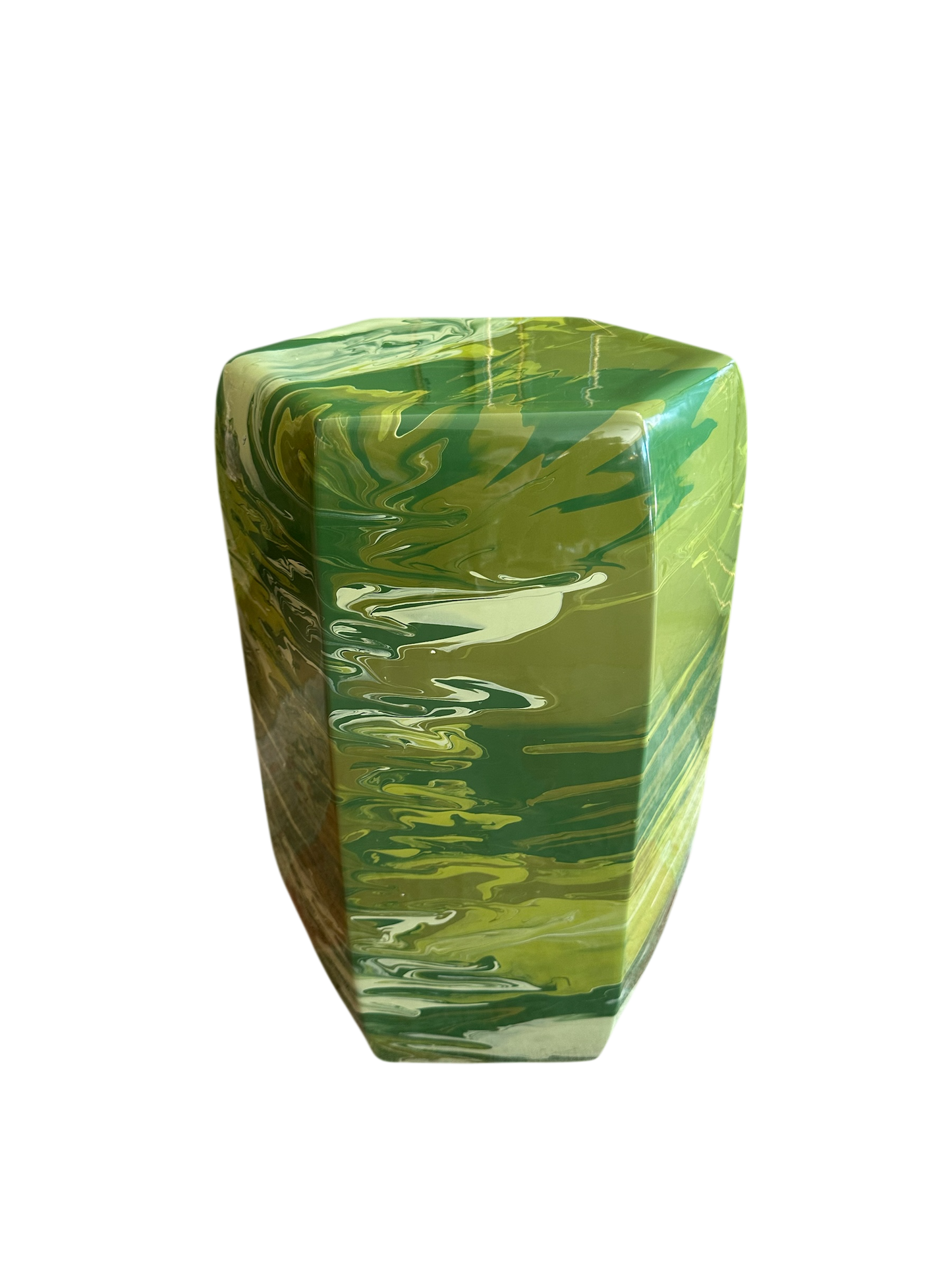 Hexagonal Geode Stool - Green/Olive