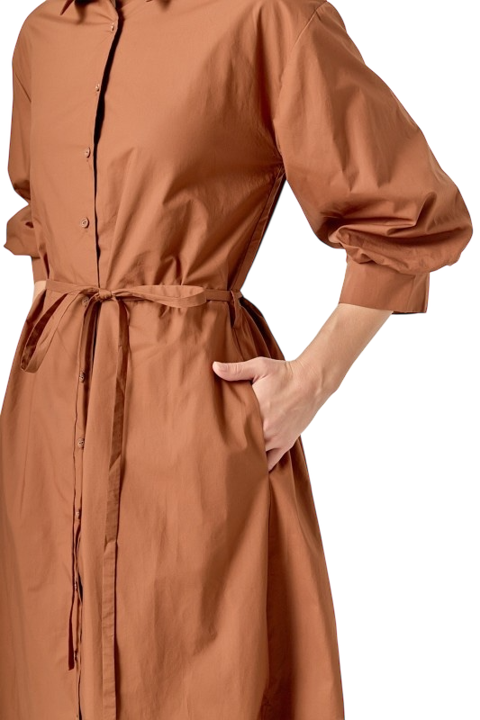 Flared Shirt Midi Dress