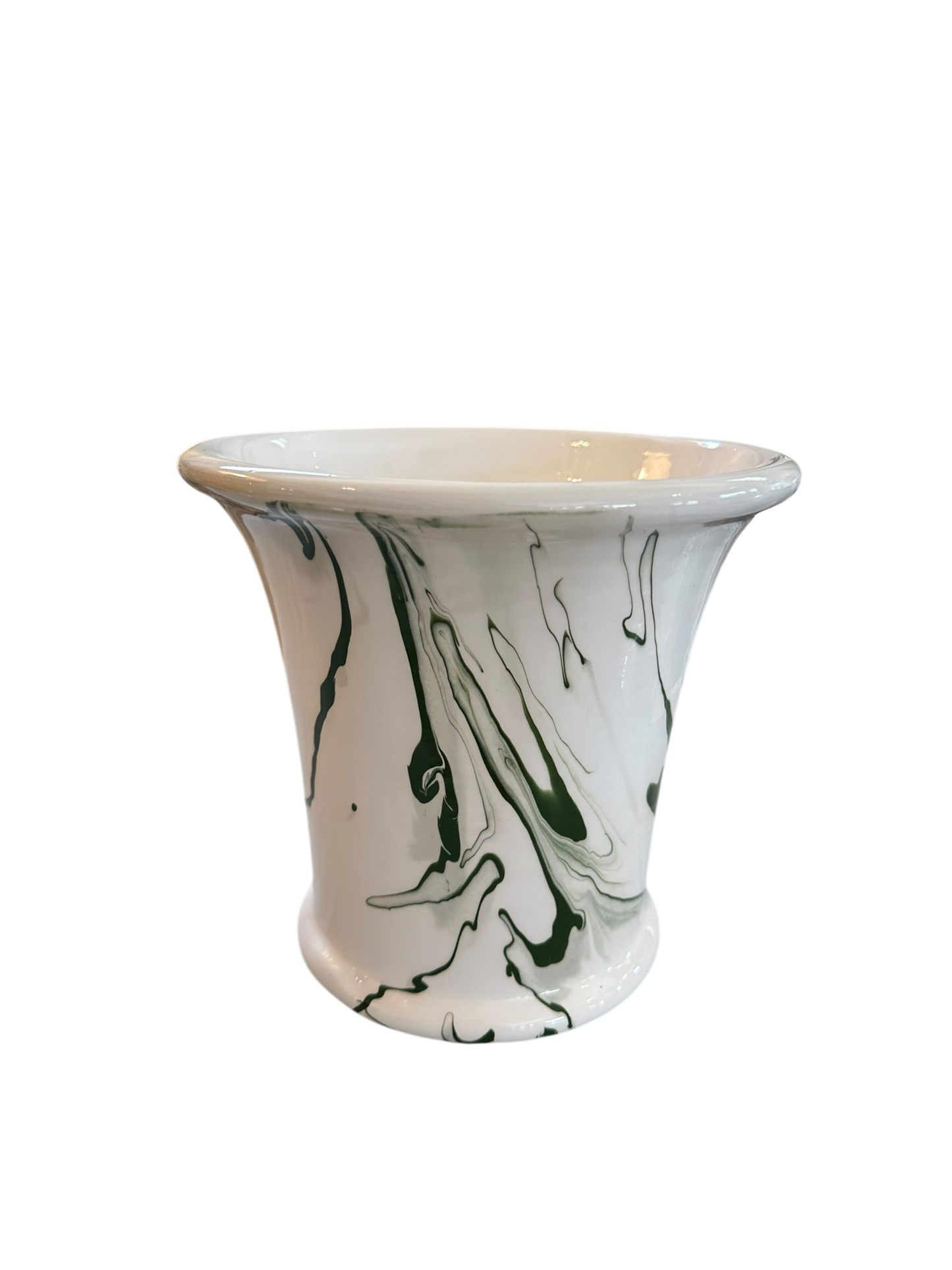 Large Marble Cache Pot in Dark Green Marble