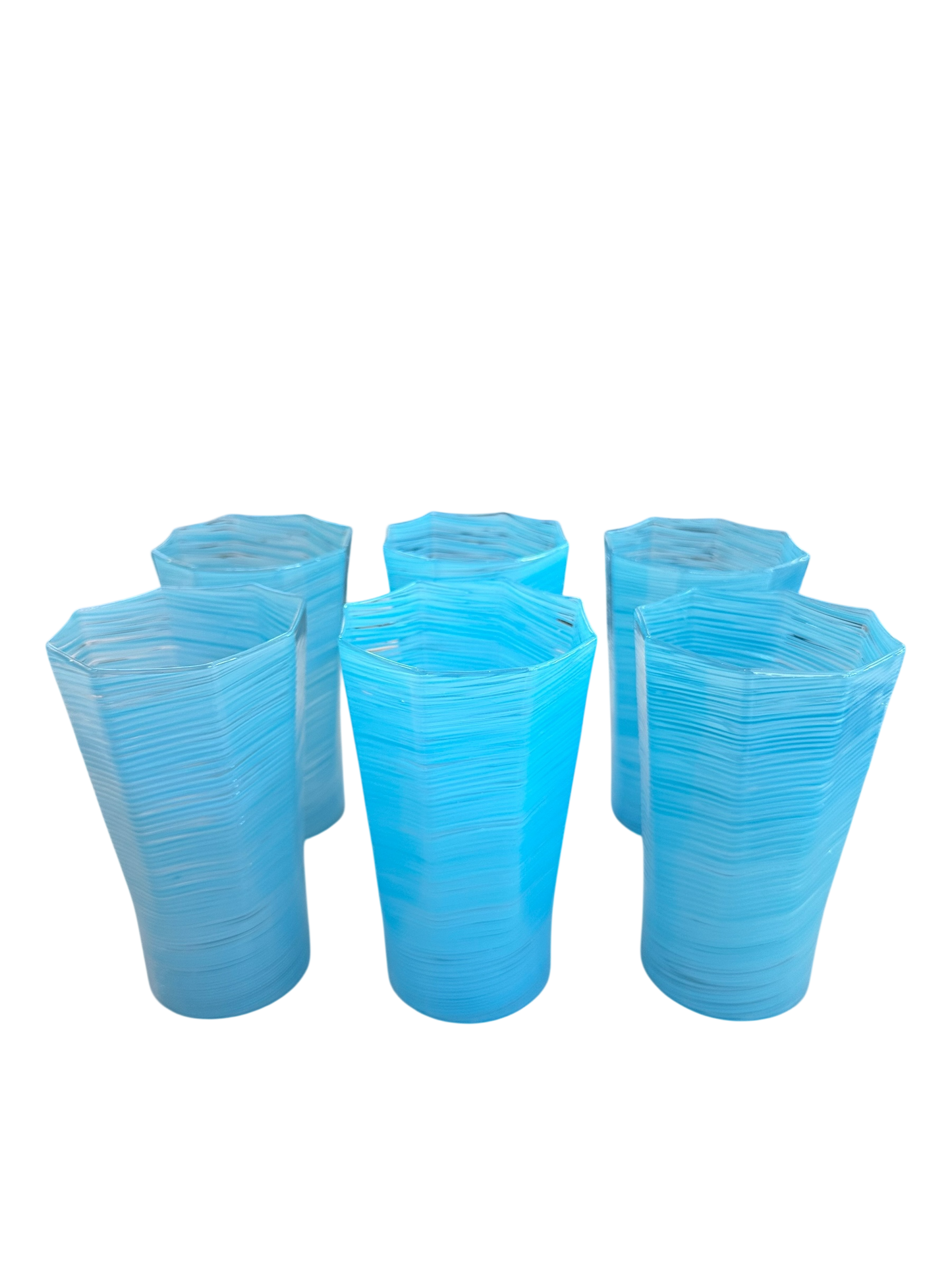 Set of 6 Tall Octagonal Twist Glasses