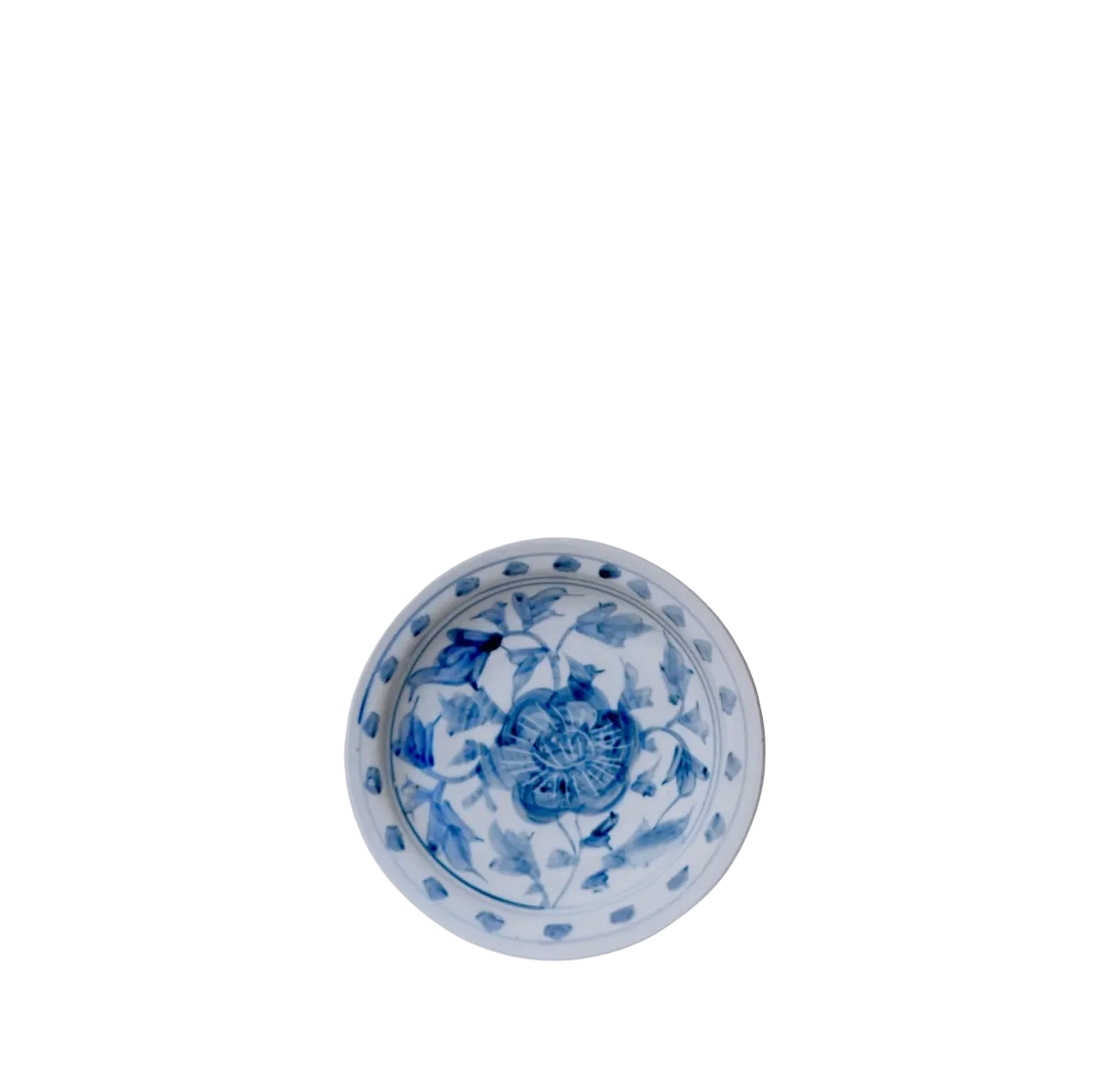 Small Blue & White Peony Dish