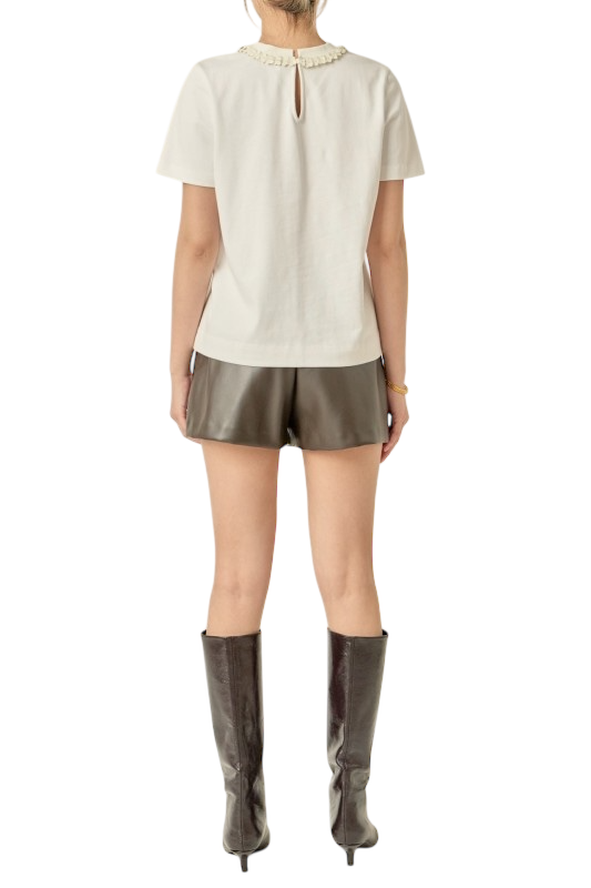 Floral Bow Detail Top - White