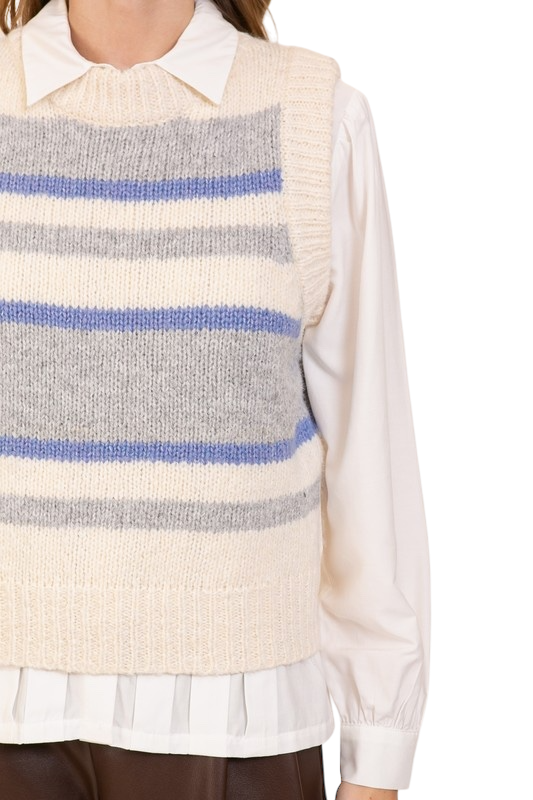 Striped Sleeveless Sweater Vest