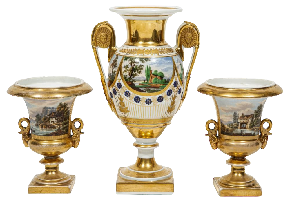 Paris Porcelain Three Piece Garniture