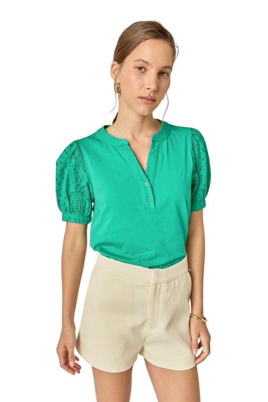 Mixed Media Top - Green