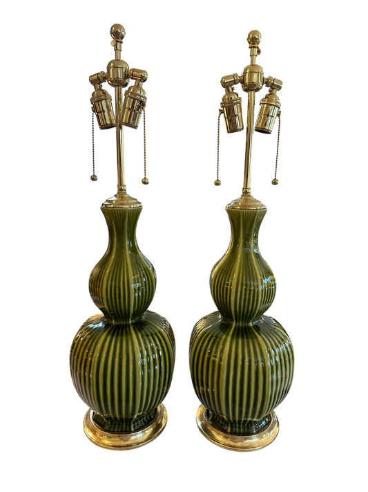 Pair of Delft Lamps in Spruce