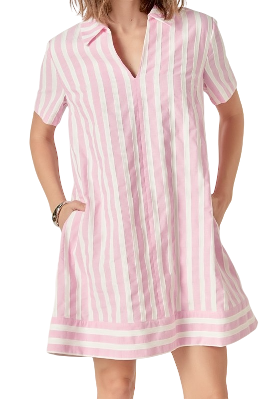Striped Jacquard Mini Shirt Dress