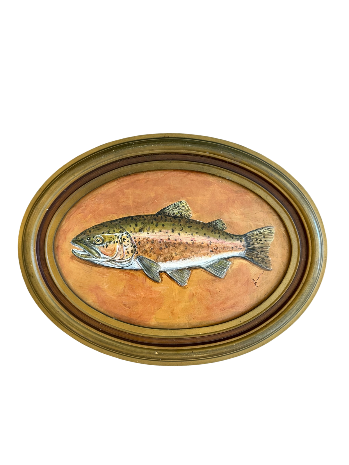 Jenn Leverett Art - Trout in Oval Frame