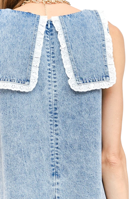 Ruffle Collar Denim Mini