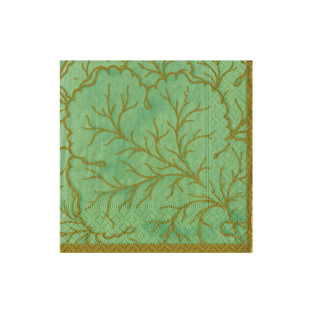 Gilded Majolica Celadon Cocktail Napkins - 12