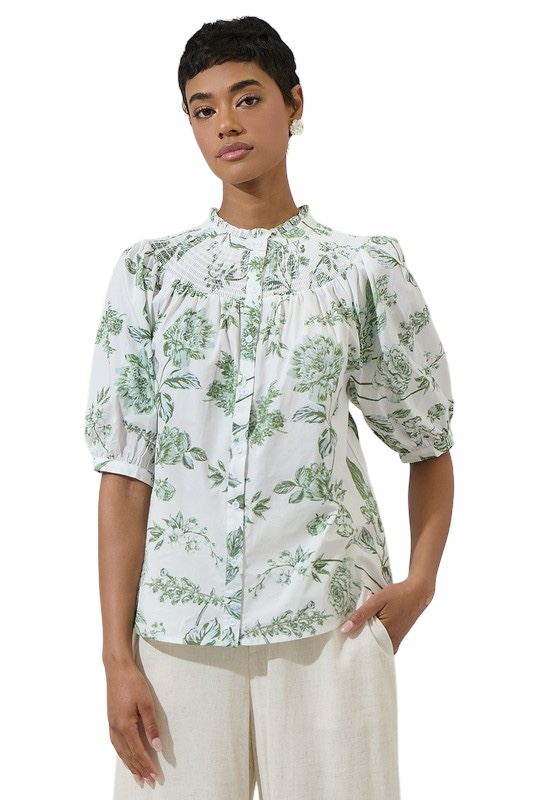 Bria Floral Smocked Neck Top