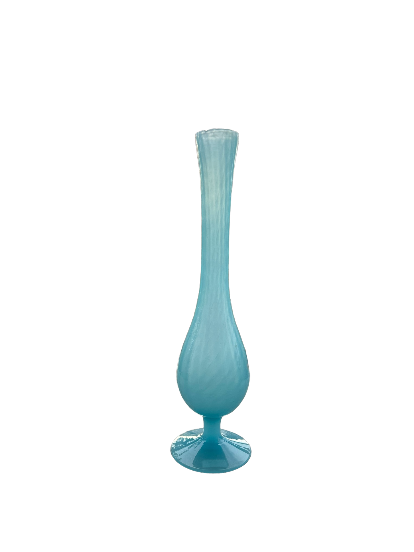 Blue Opaline Bud Vase - Swirl