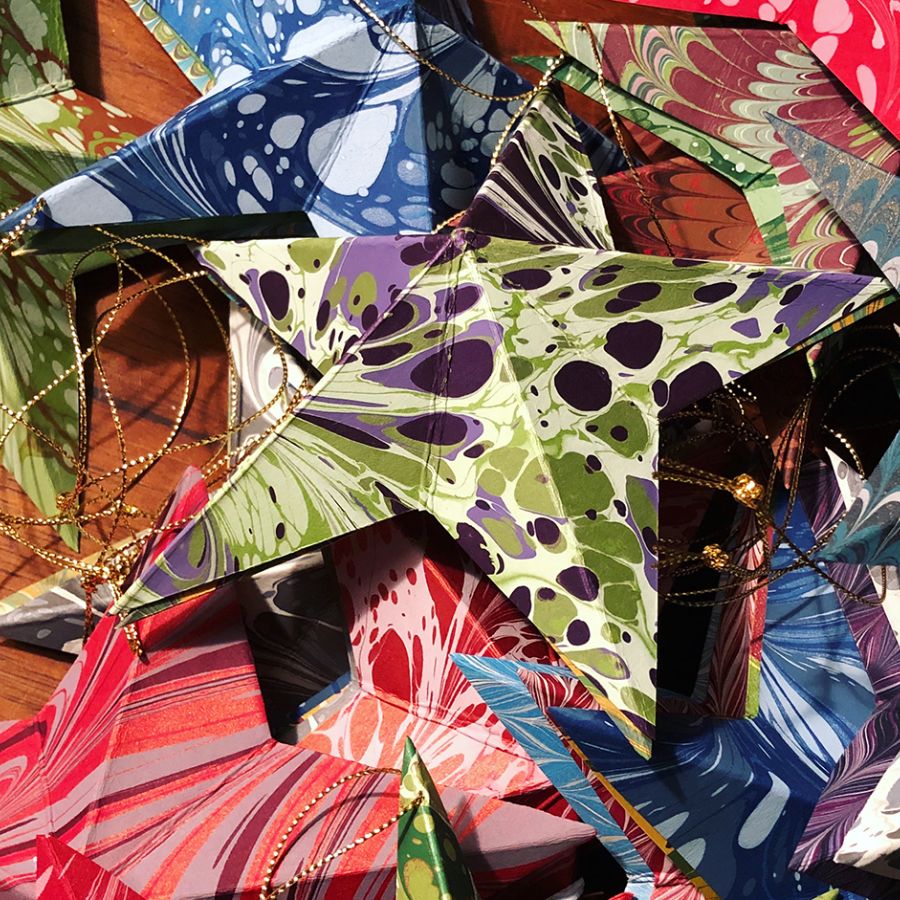 Marble Paper Holiday Star Ornaments