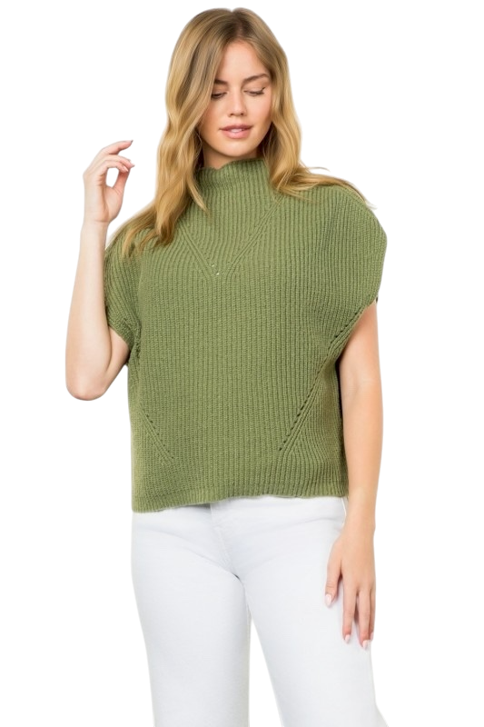 Cap Sleeve Sweater in Olive