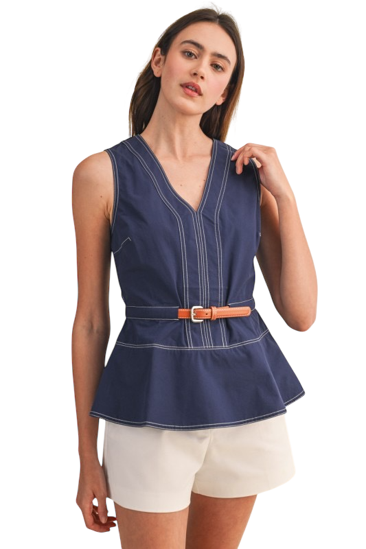 Belted Peplum Top - 3 Colors!