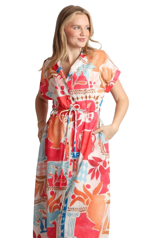 Greek Isles Button Up Midi