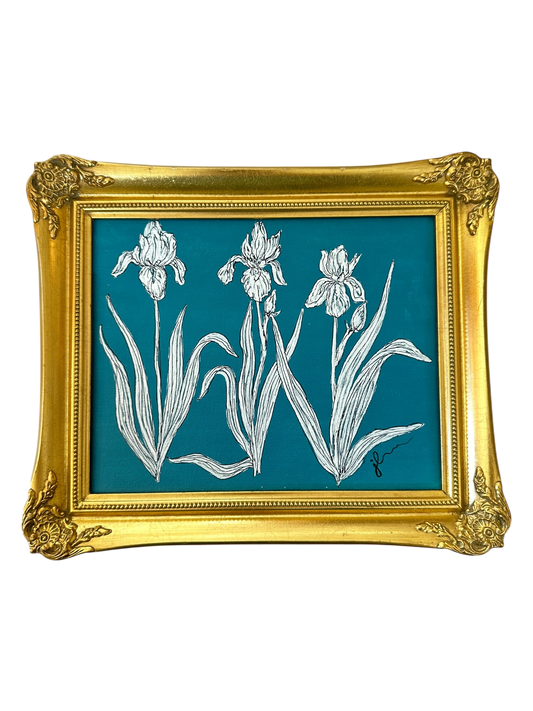 Jenn Leverett Art - III Iris Reverse Botanical