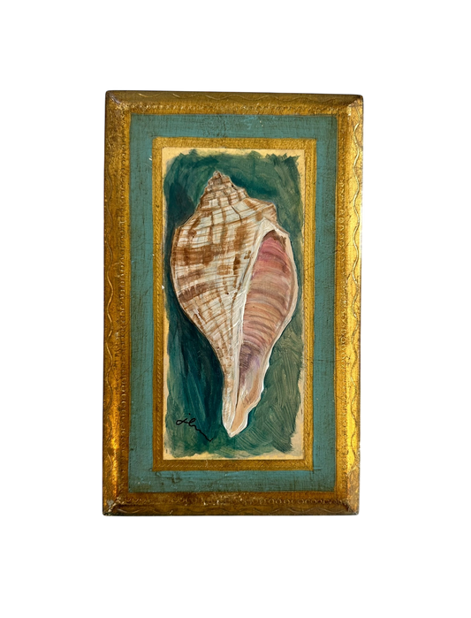 Jenn Leverett Art - Conch on Blue Florentine