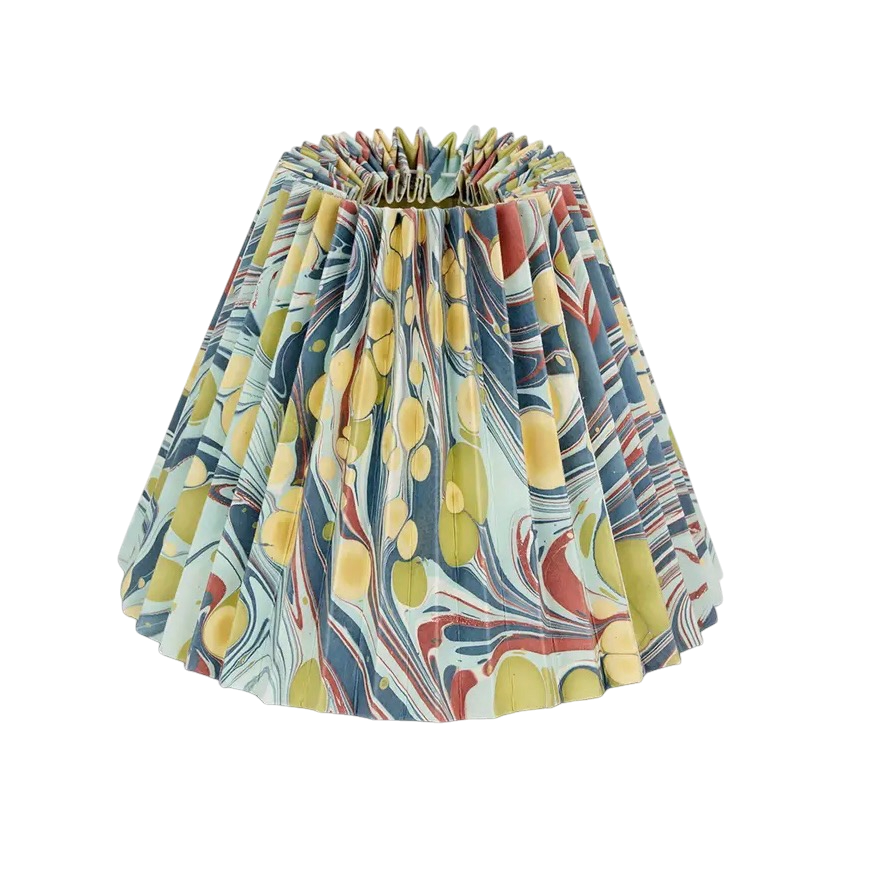 Large Marbled Pleated Lampshade - Ocean Fire