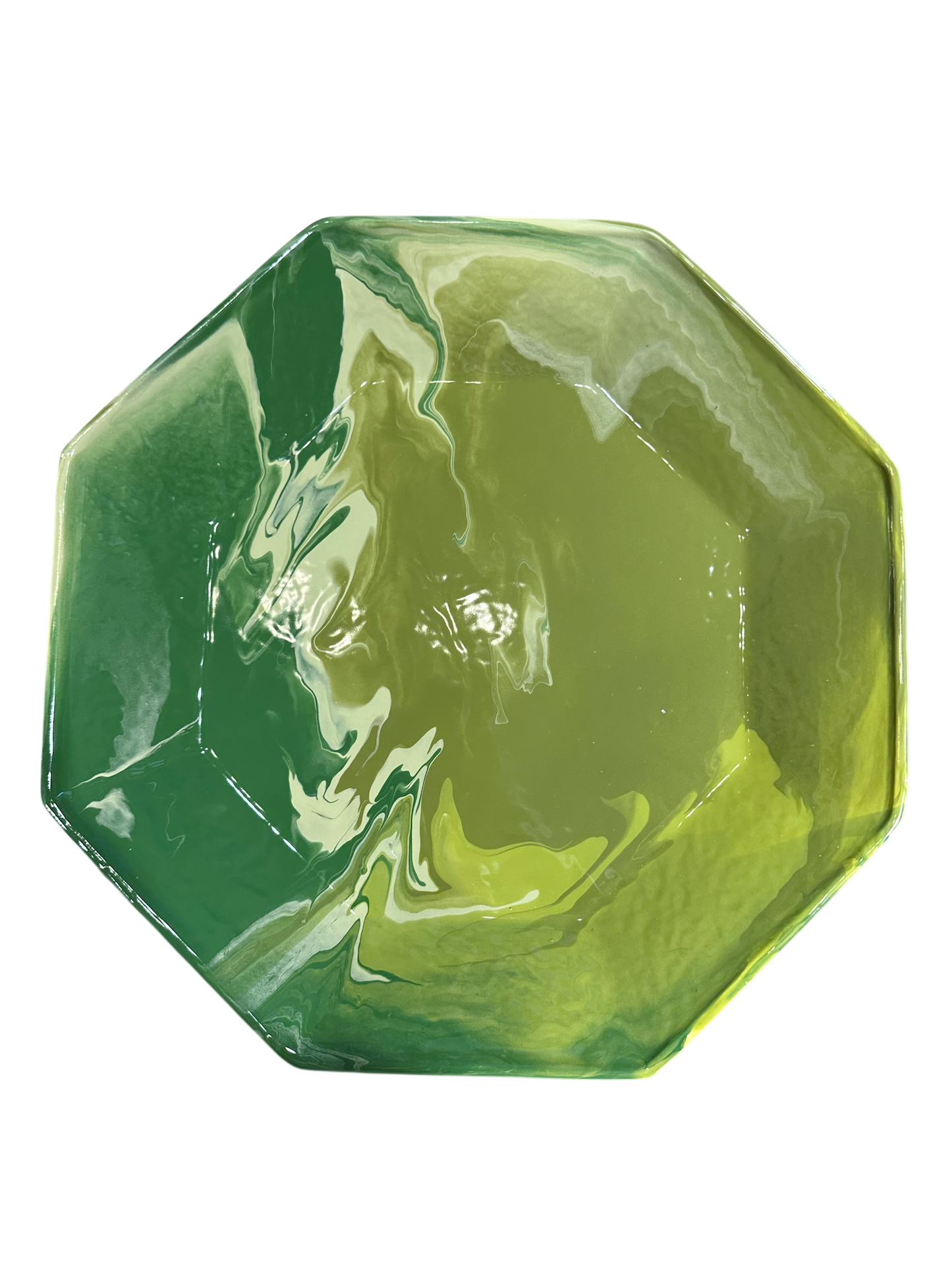 Octagonal Tray - Green/Olive Geode