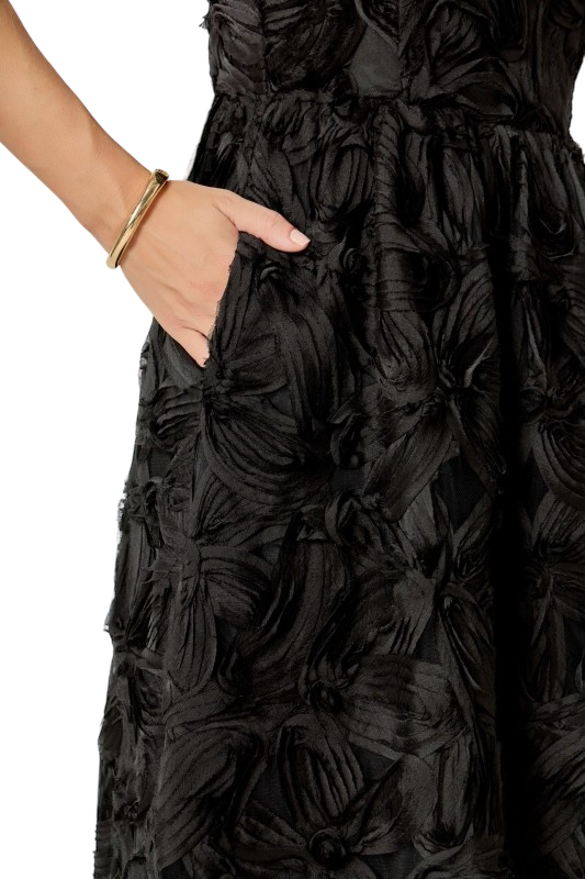 Flower Embellished Midi Dress