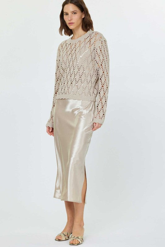 Crochet Sweater & Satin Dress Set