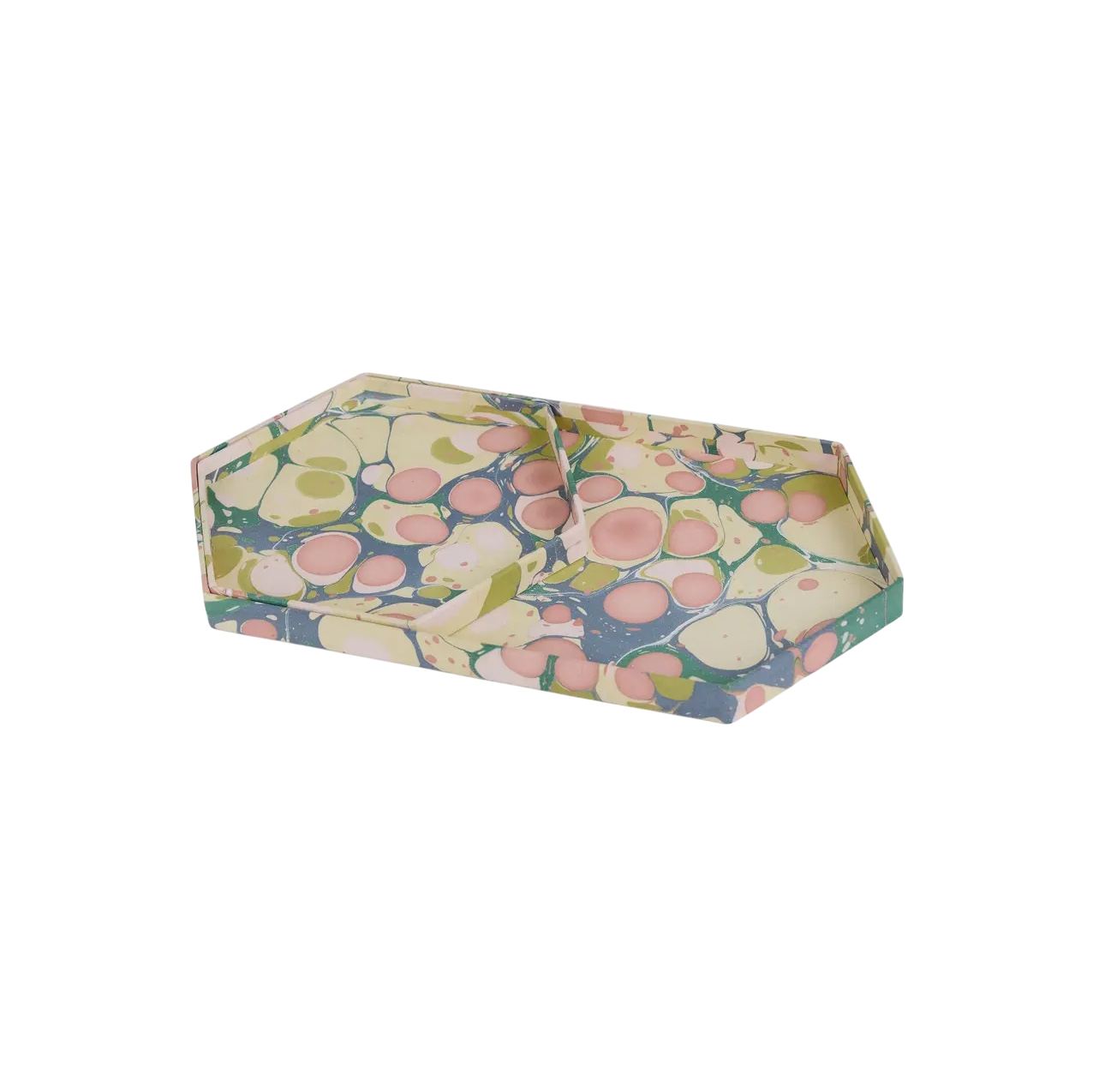 Marbled Hexagon Tray Set - Moss Bubble