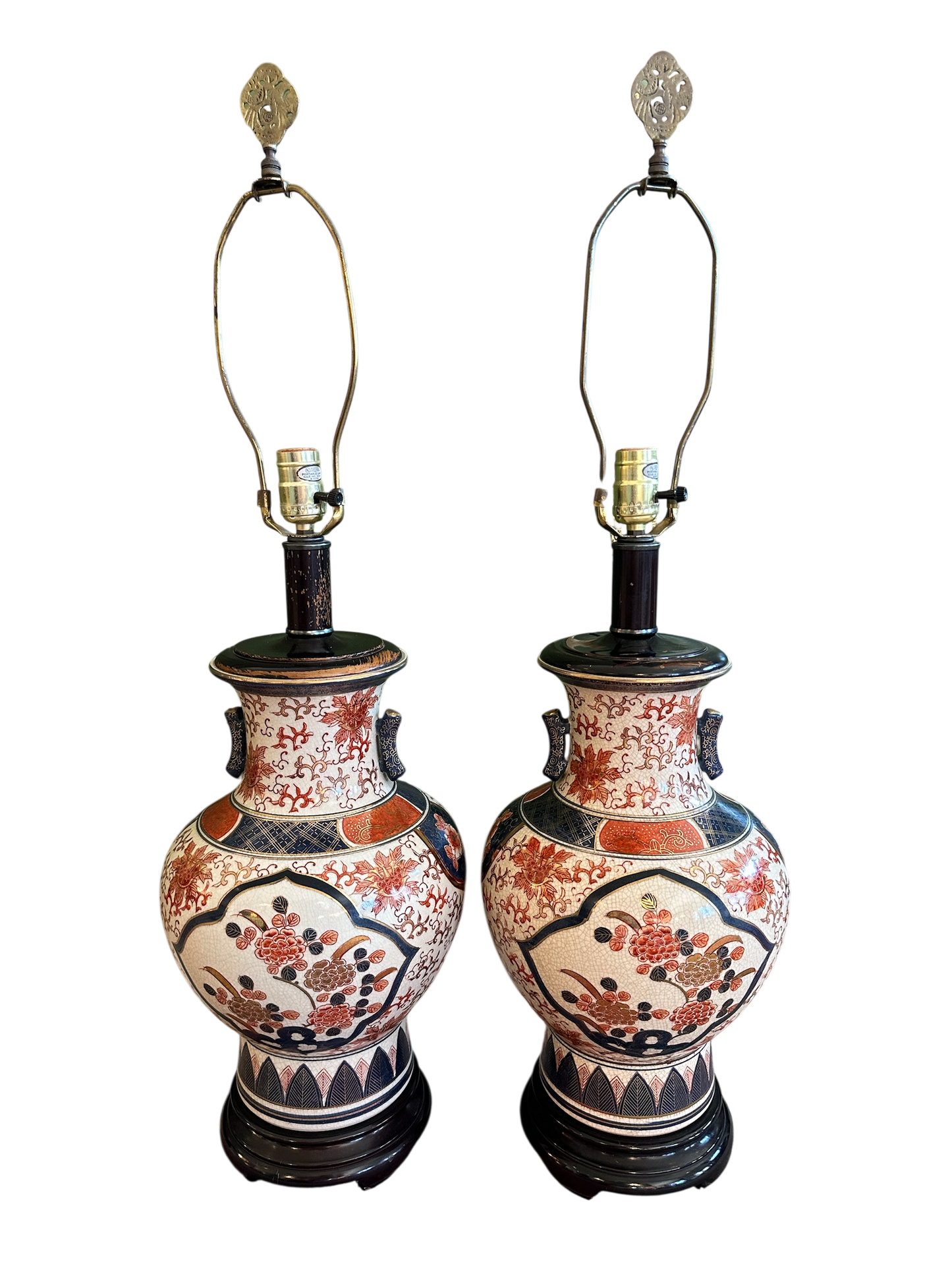 Pair of Vintage Japanese Imari Lamps