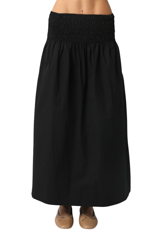 Smocked Poplin Maxi Skirt