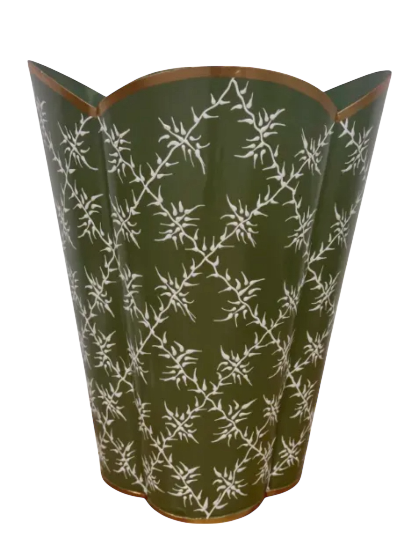 Moss Green Leaf Trellis Wastepaper Basket