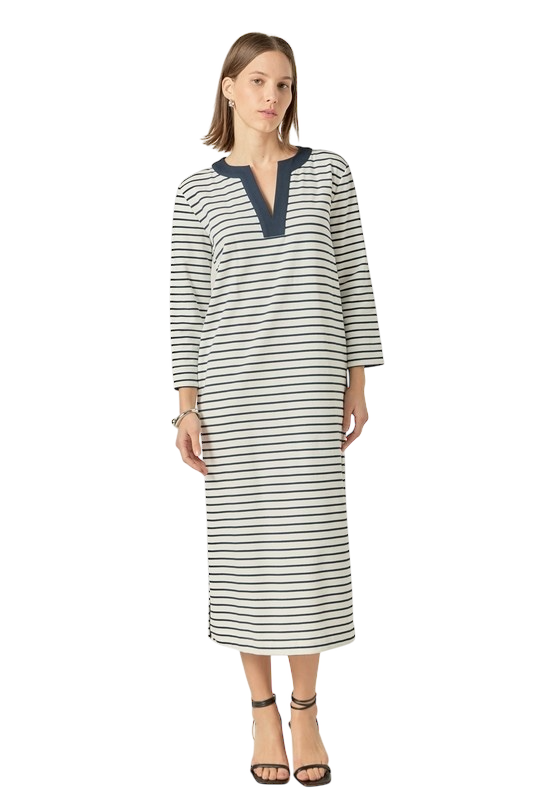 Striped Jersey Midi Dress