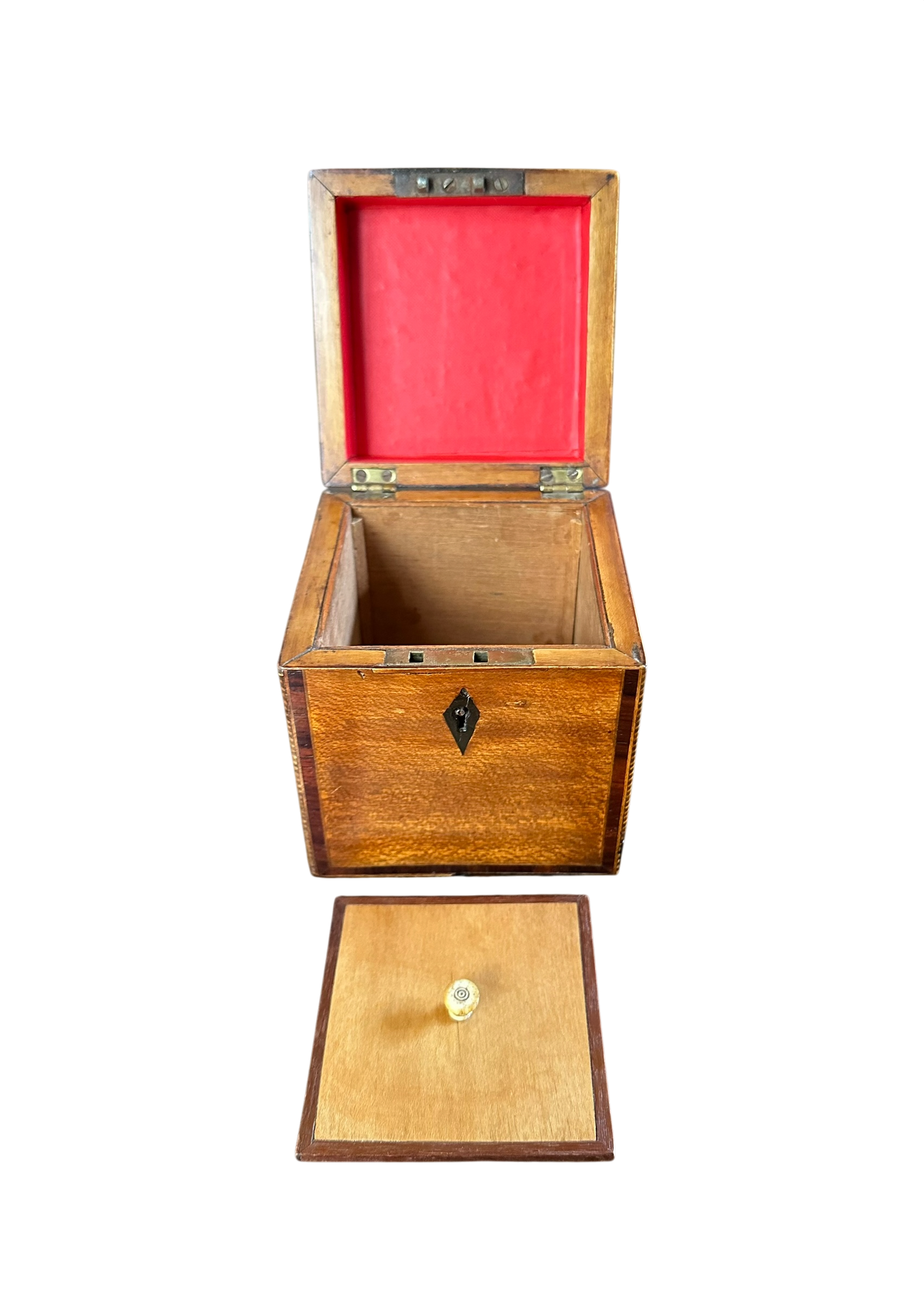 English Tea Caddy w/ Stringing & Shell Inlay c. 1790