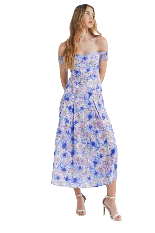 Clara Pleated Floral Midi