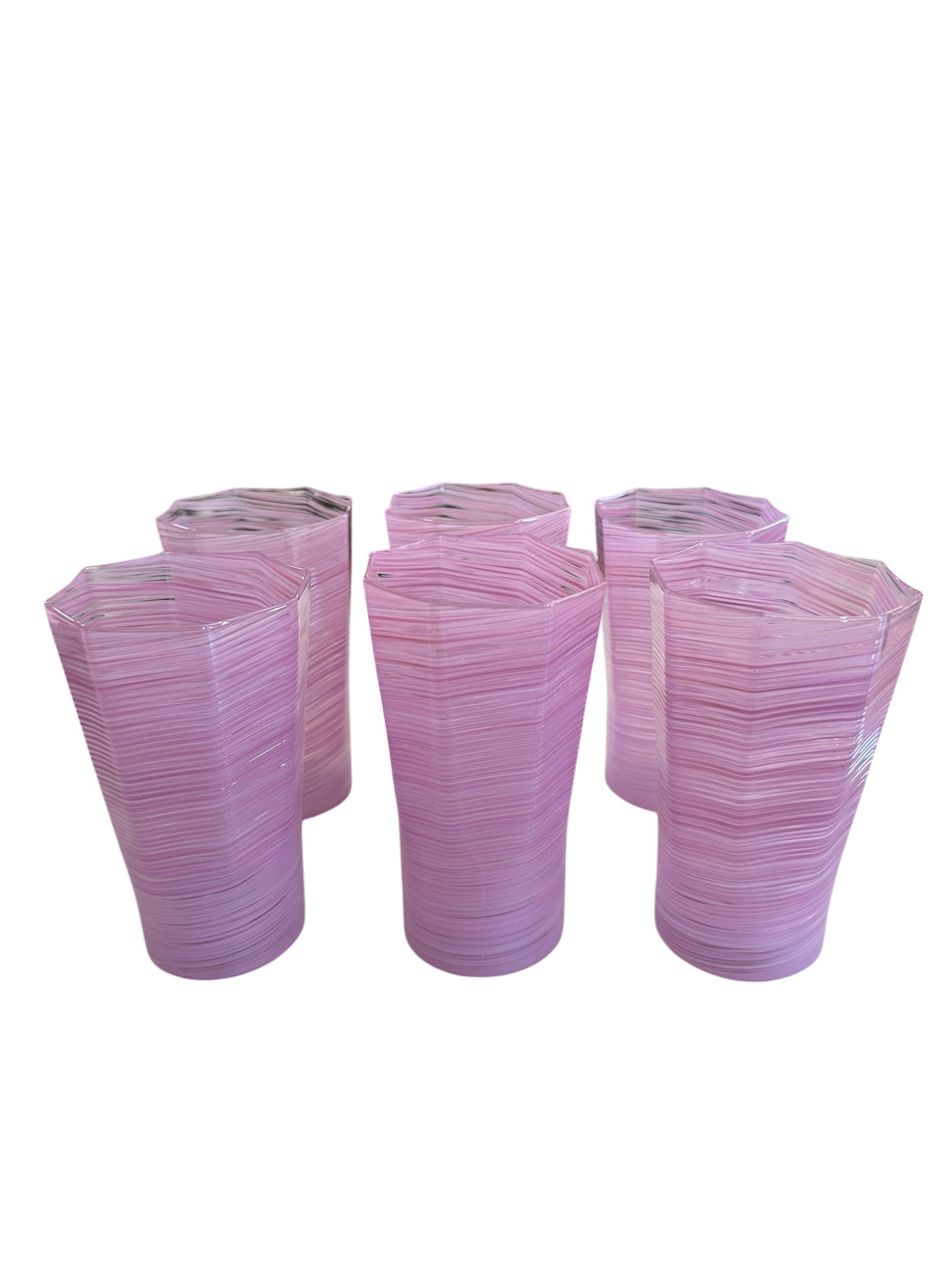 Set of 6 Tall Octagonal Twist Glasses