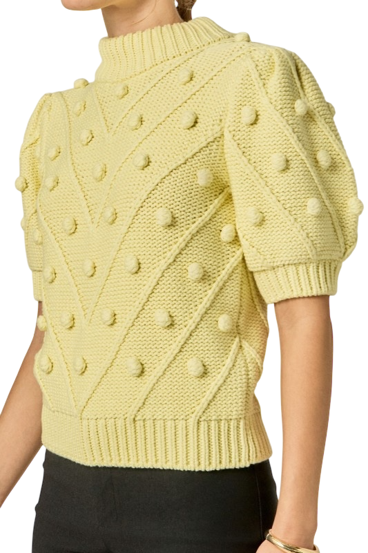 Pom Pom Puff Sleeve Sweater