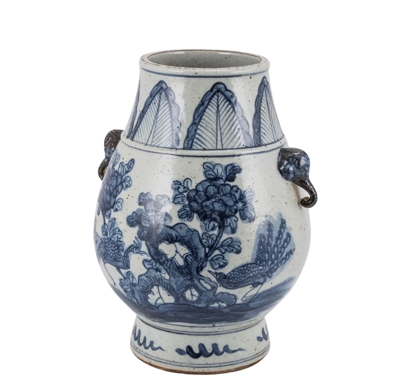 B&W Pheasant Jar with Elephant Handle