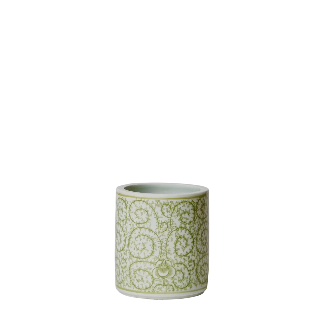 Tiny Green & White Peony Cache Pot
