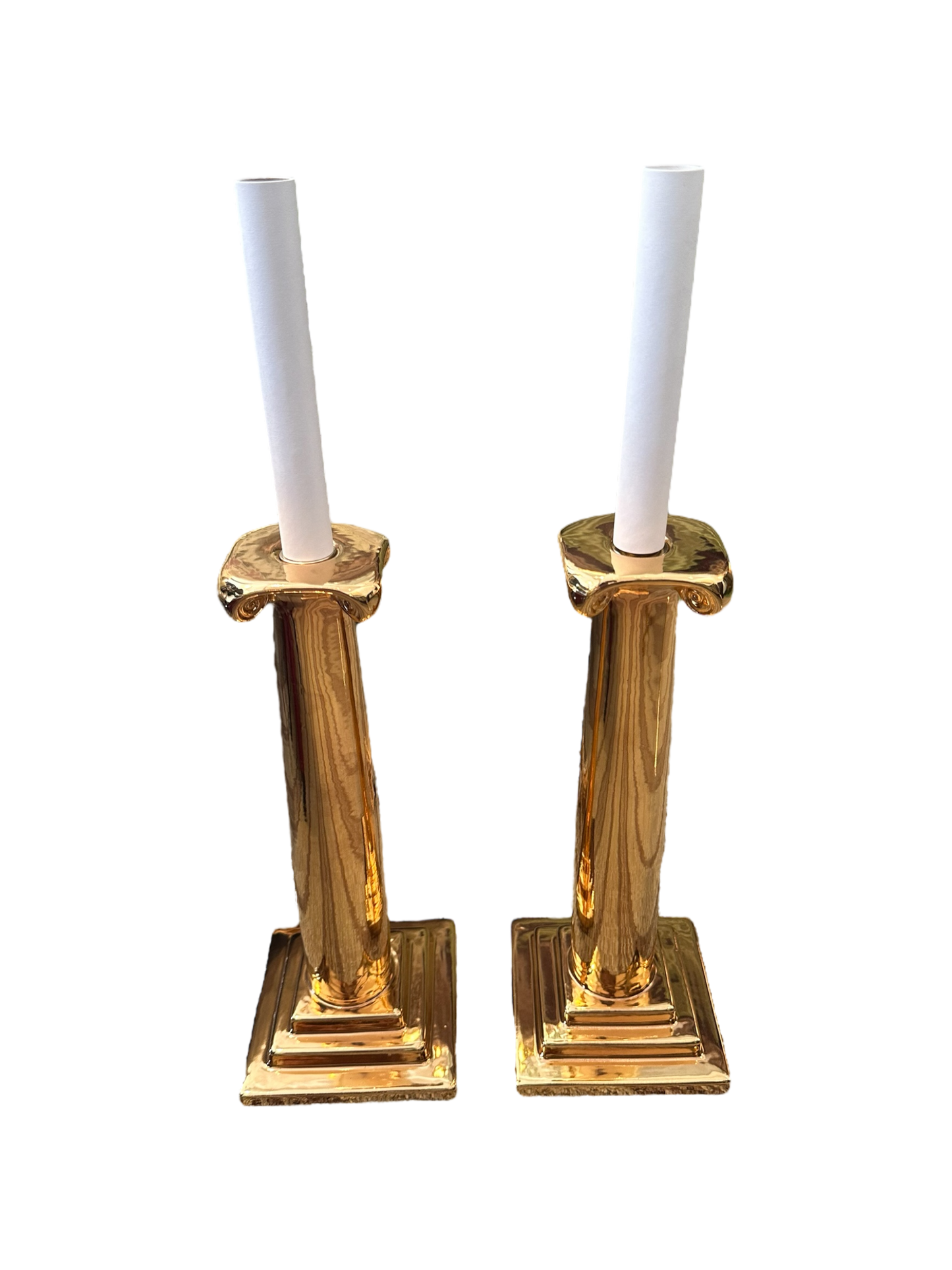 lonic Candlestick Lamp in Gold Luster