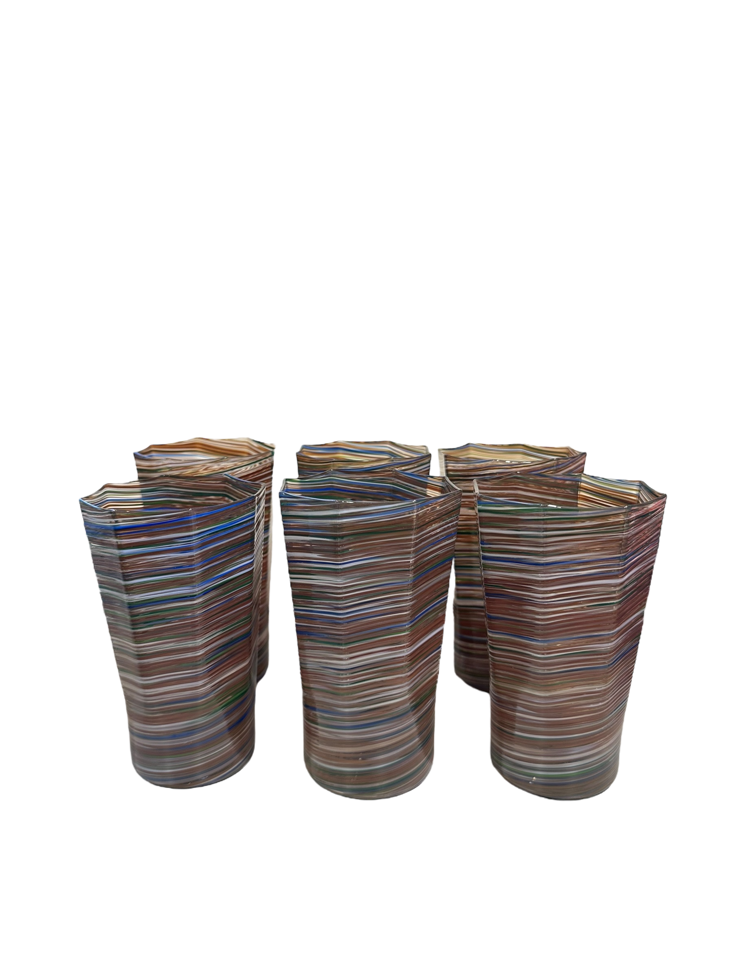 Set of 6 Tall Octagonal Twist Glasses