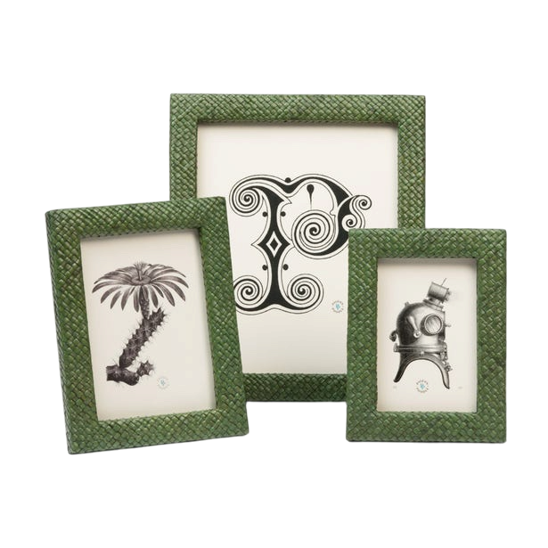 Green Woven Raffia Frame