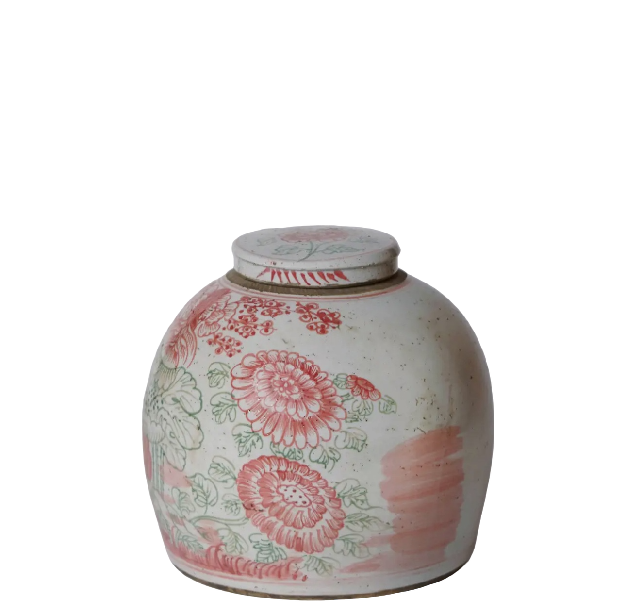 Pink and Green Rustic Floral Lidded Jar
