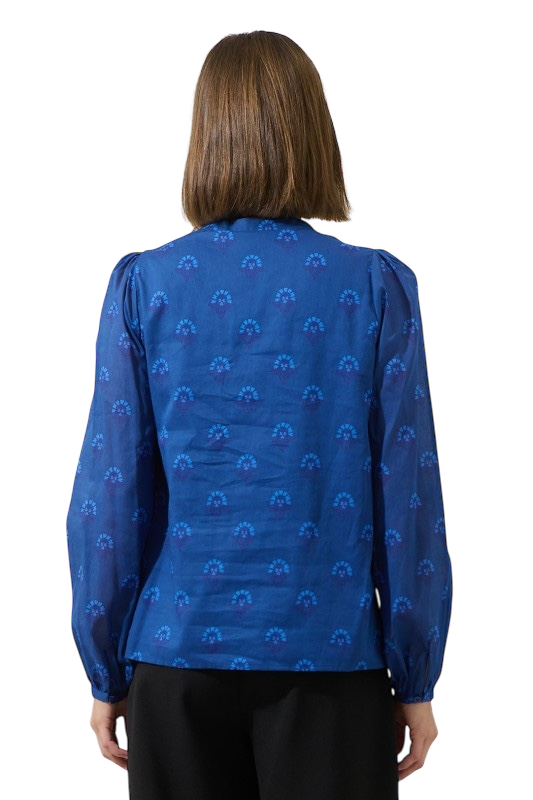 Blue Medallion Button Down Top