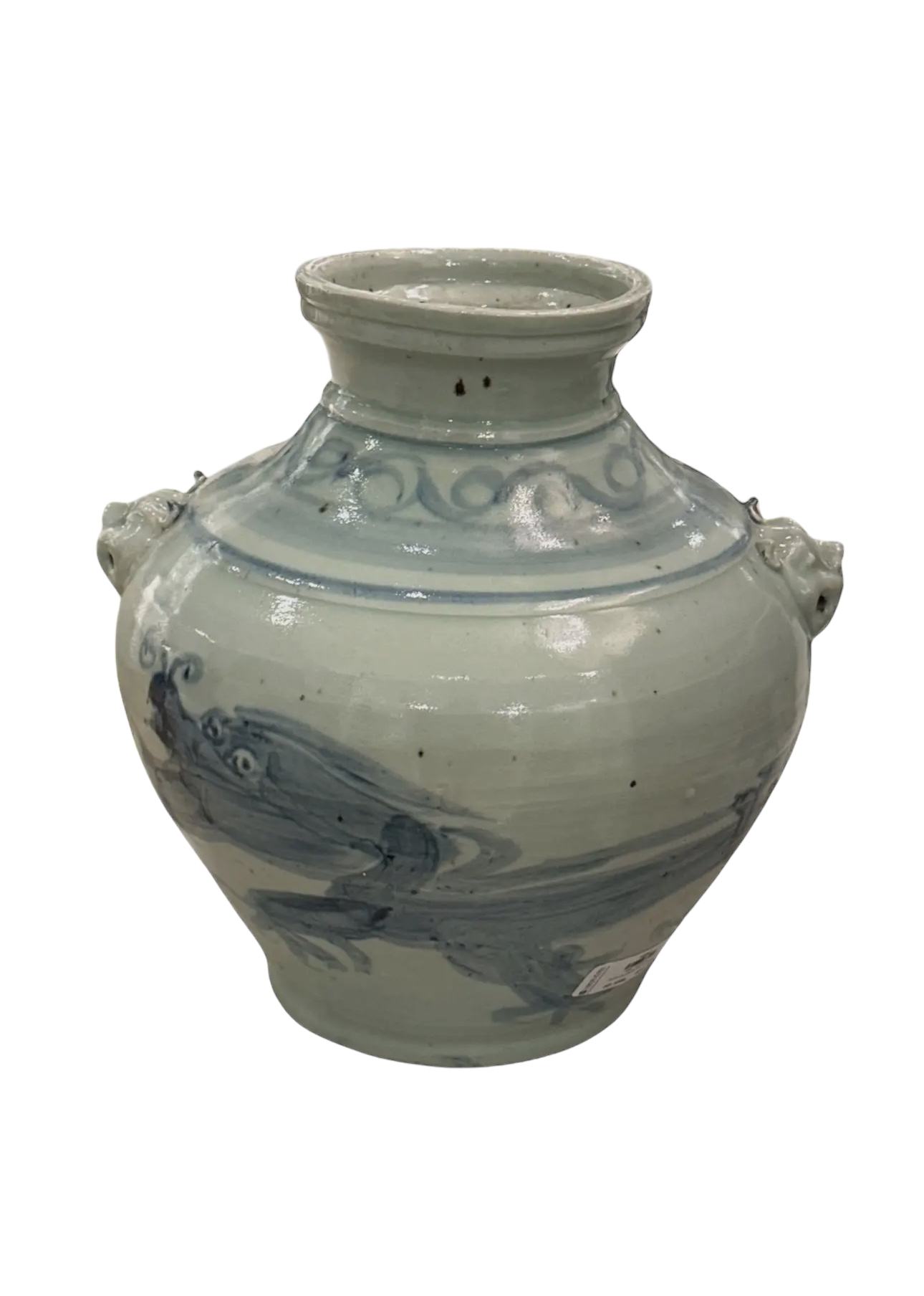 Double Lion Handle Dragon Jar Large