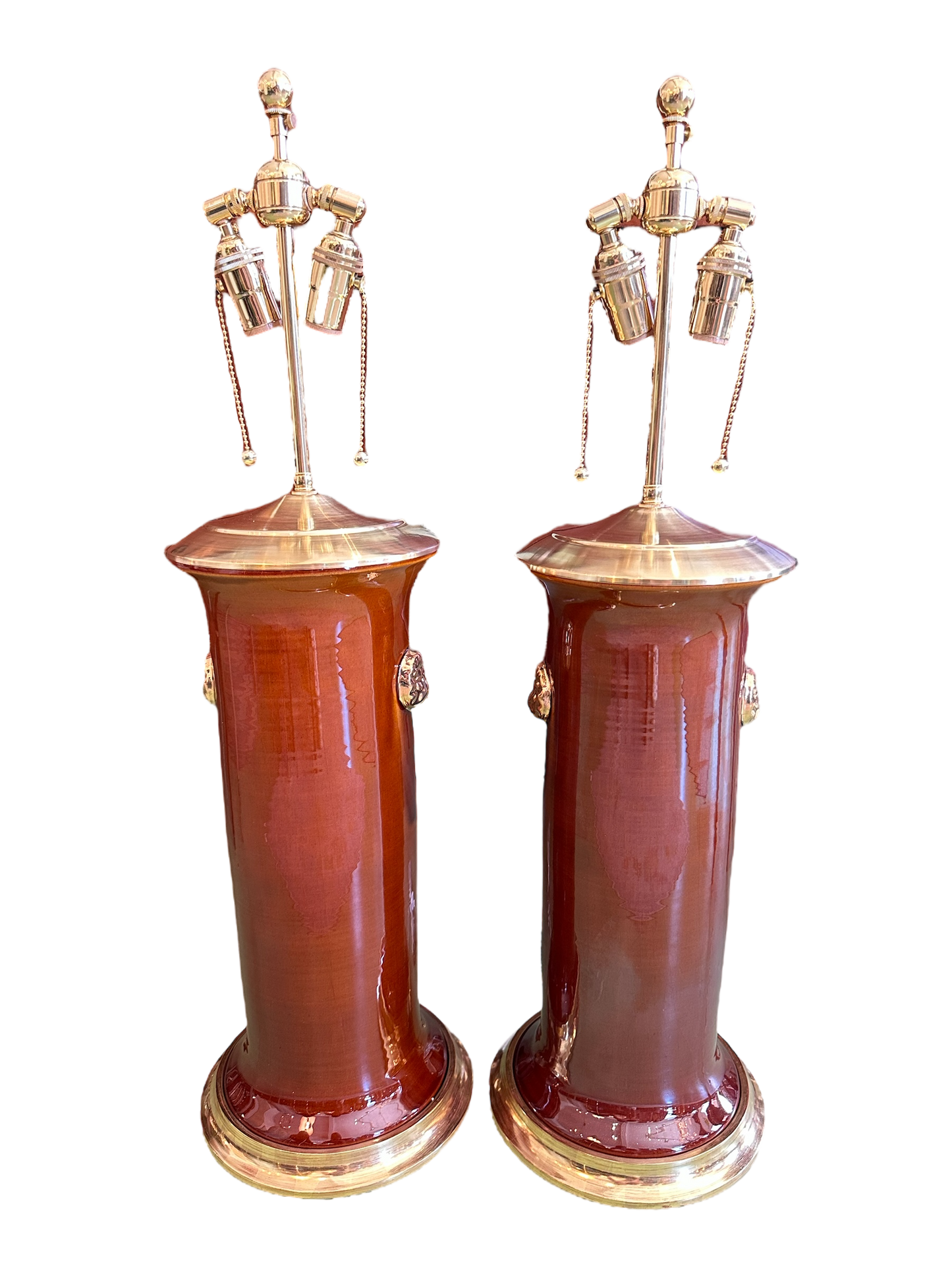 Patricia Large Lamp with Lions in Amber