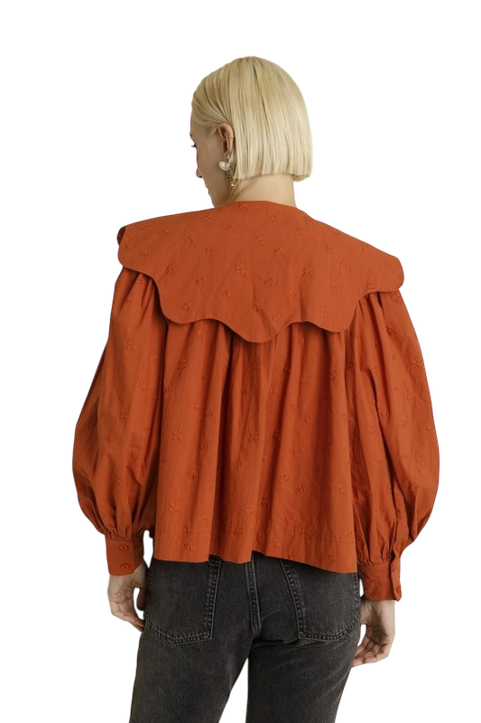 Scallop Collar Blouse in Burnt Orange